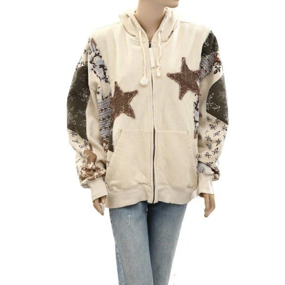 Kimchi Blue Urban Outfitters Camilla Star Applique Hoodie Sweatshirt L - Picture 7 of 15